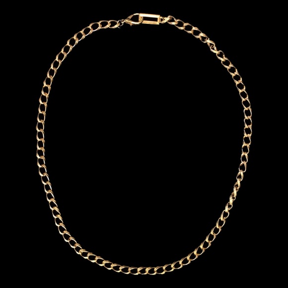 Vintage Criss Cross Stamped Gold Chain Necklace - Picture 2 of 4